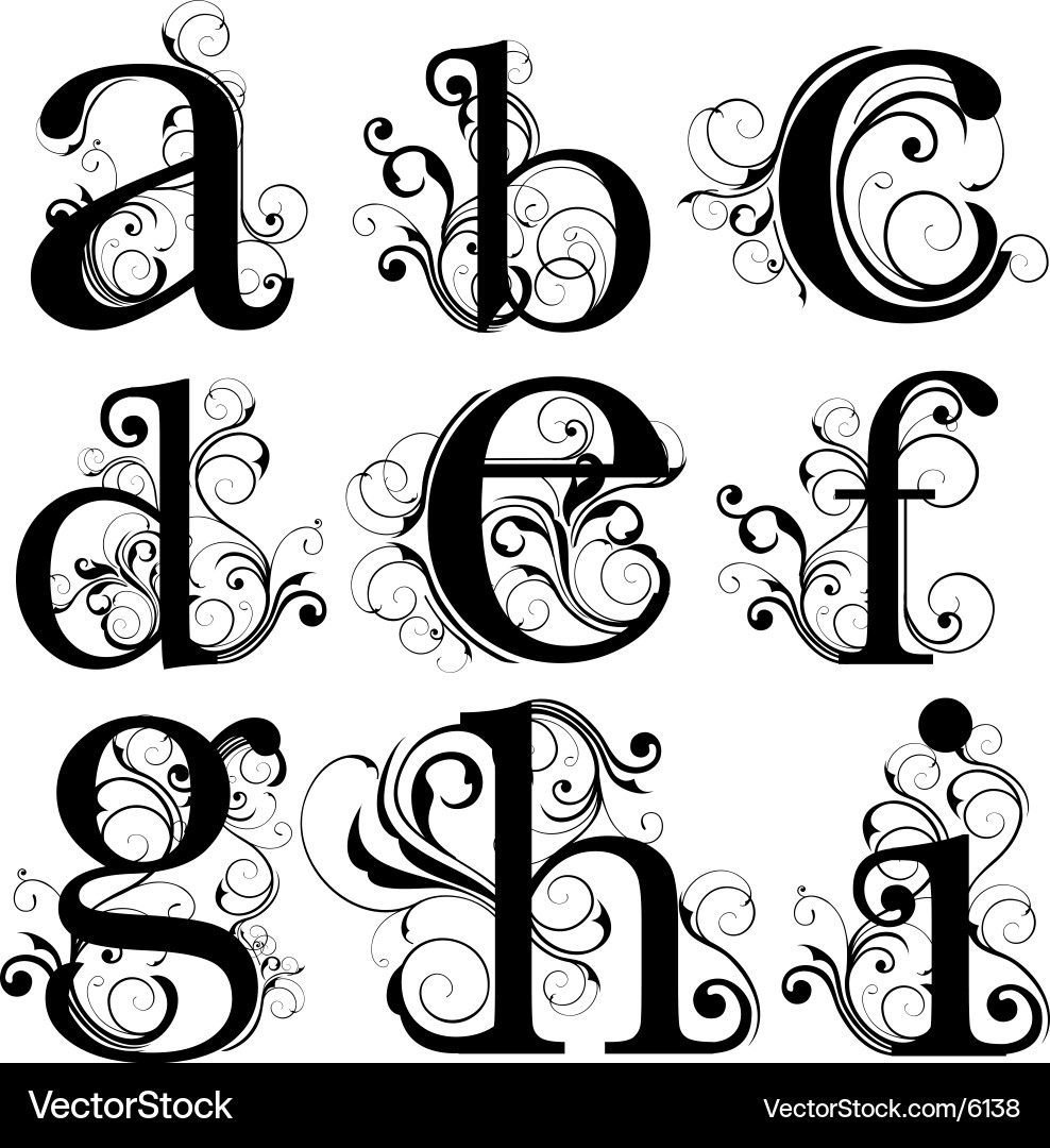 Flowing Script Lowercase Alphabet vector image