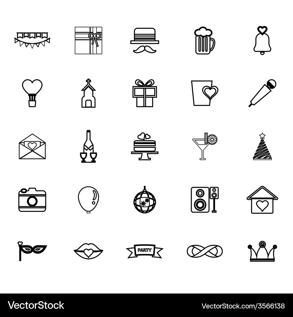 Happy Jahrestag Linie Icons auf weißem Hintergrund Vektorbild
