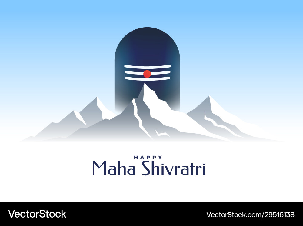 Happy maha shivratri card with shivling vector image