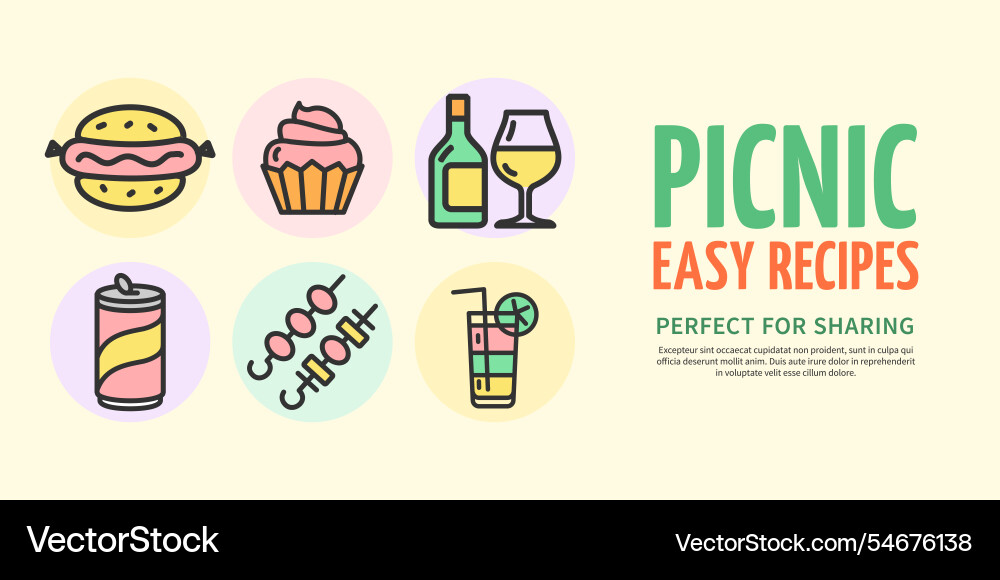 Picnic easy recipes perfect for sharing concept Picnic easy recipes perfect for sharing concept vector image