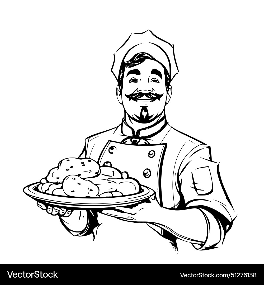 Portrait of restaurants smiling chef Royalty Free Vector