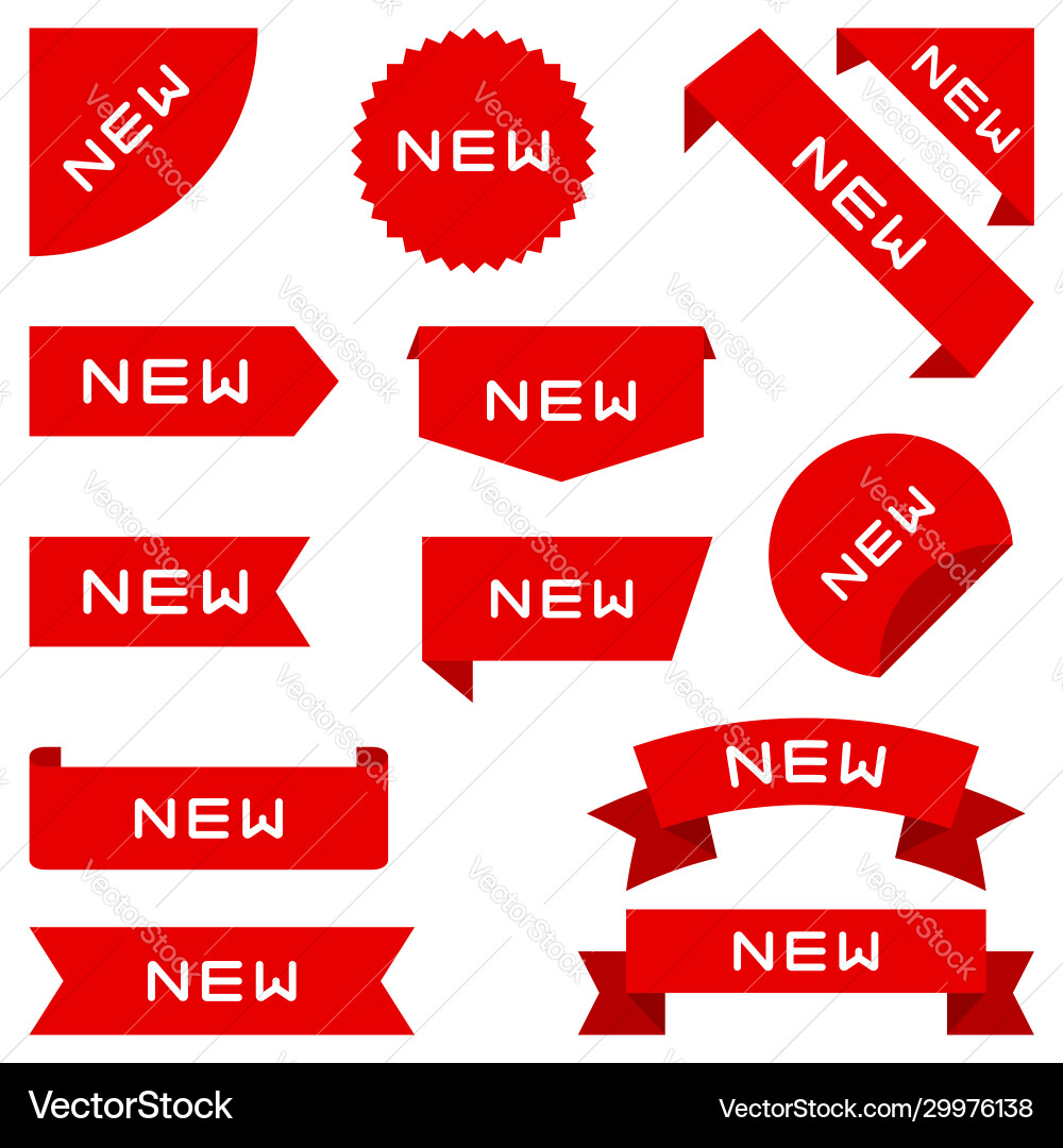Set ribbons labels banners collection Vector Image