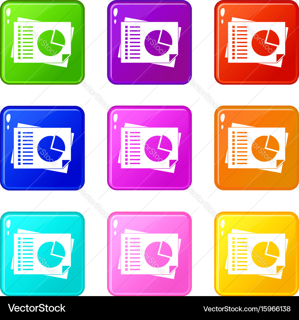 Sheets of paper with charts set 9 vector image