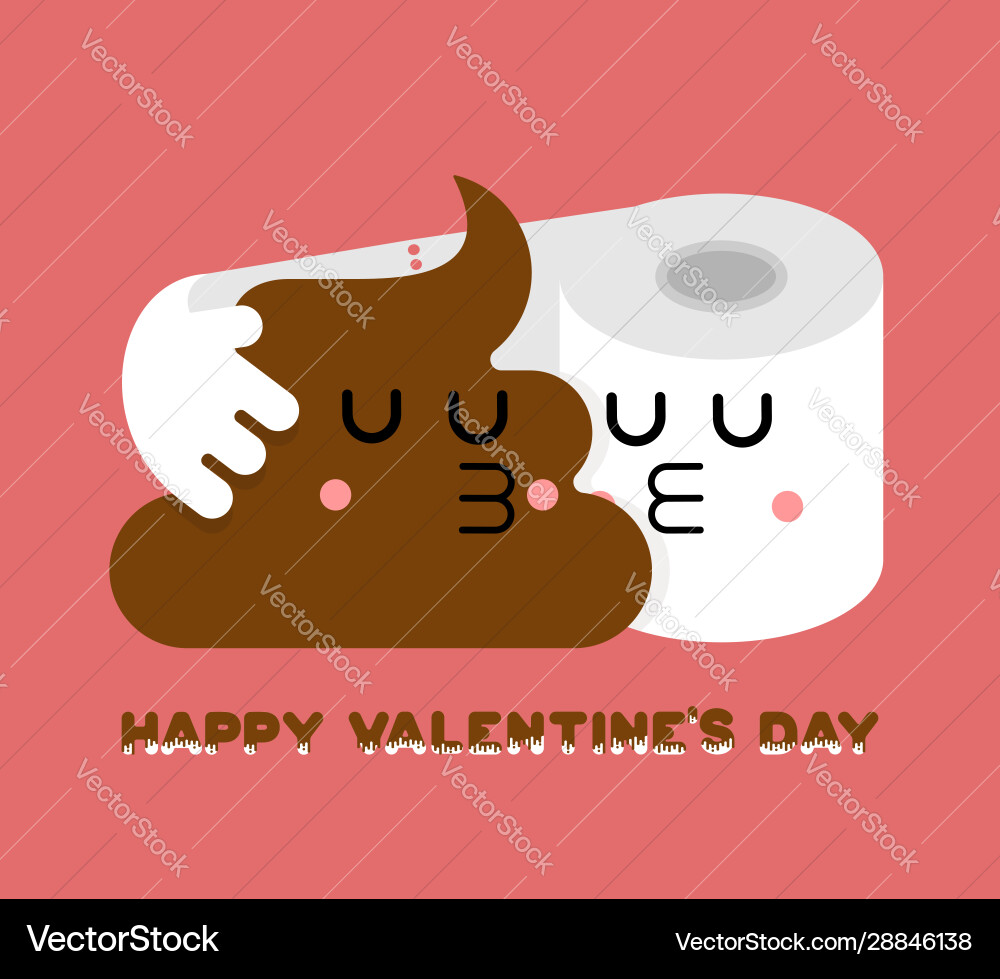 Shit and toilet paper love lovers kiss valentines Shit and toilet paper love lovers kiss valentines vector image