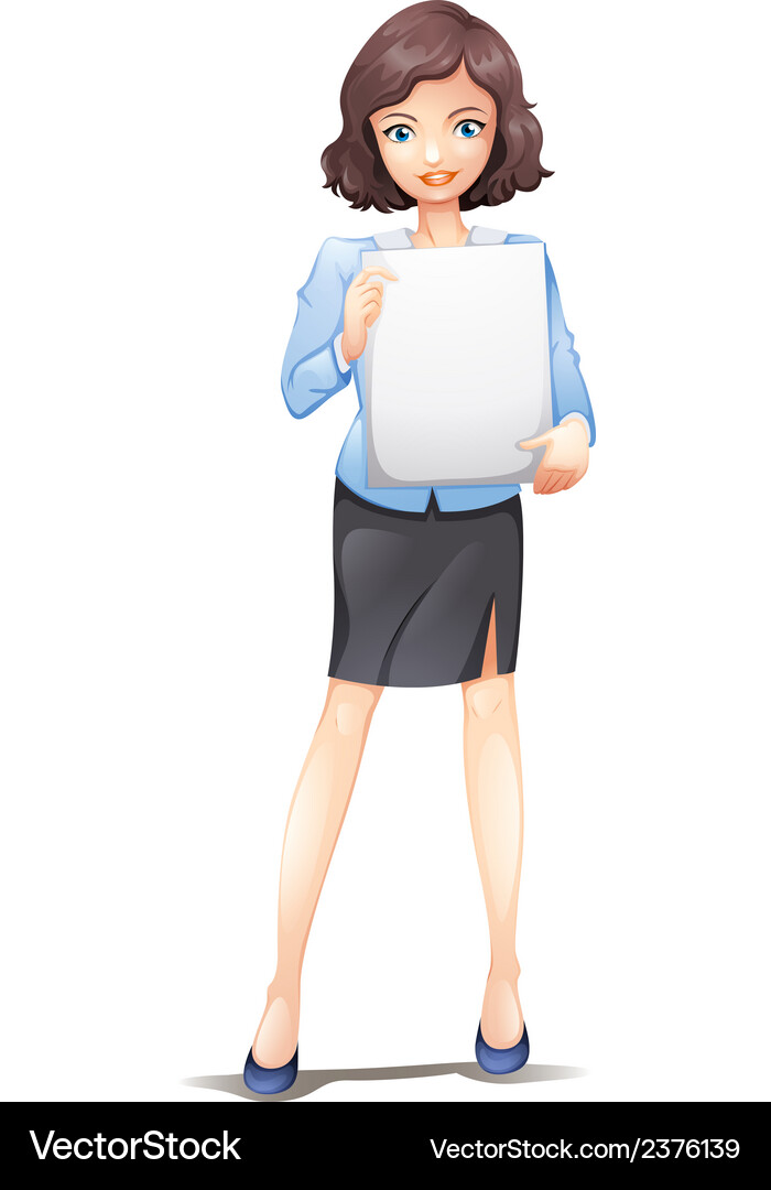 A businesswoman standing with an empty signboard Vector Image
