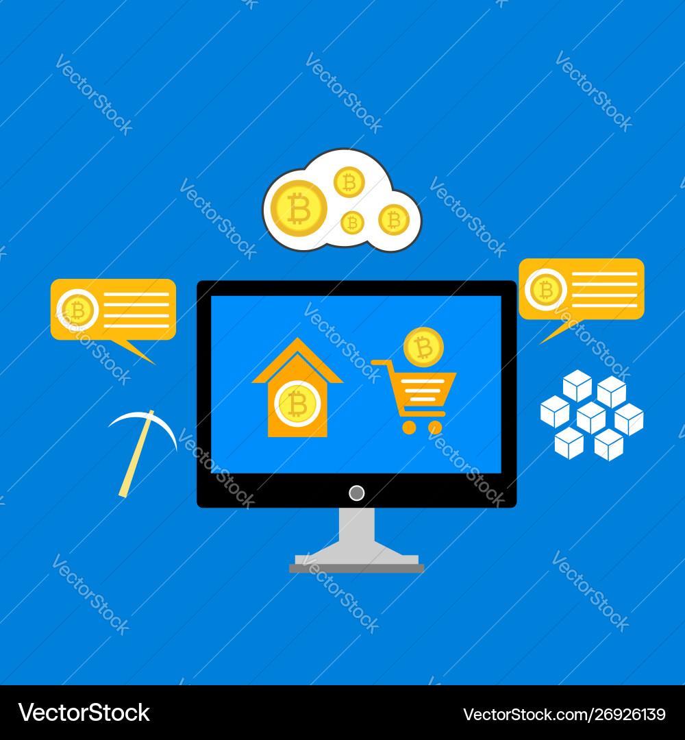 Blockchain scheme mining crypto currency server Blockchain scheme mining crypto currency server vector image
