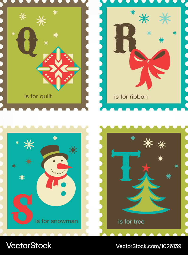 Christmas Alphabet Icons vector image
