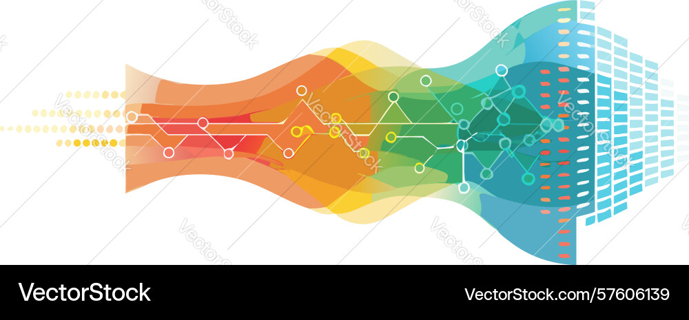 Dynamic abstract colorful waves with digital flow vector image