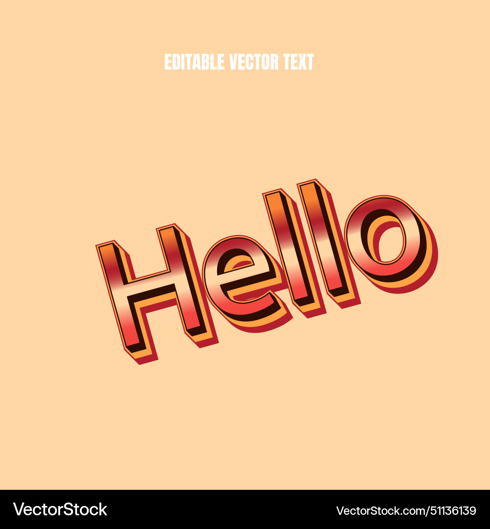 Hello text effect vector image