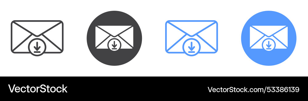 Inbox icon flat line symbol set vector image