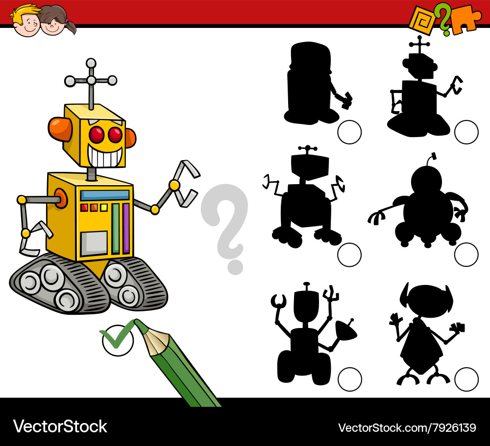 Shadows game with robot vector image