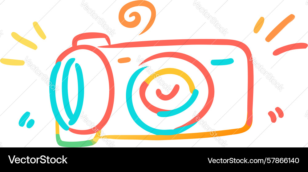 Abstract camera icon with colorful light rays vector image