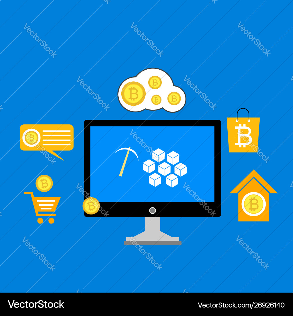 Blockchain scheme mining crypto currency server Blockchain scheme mining crypto currency server vector image