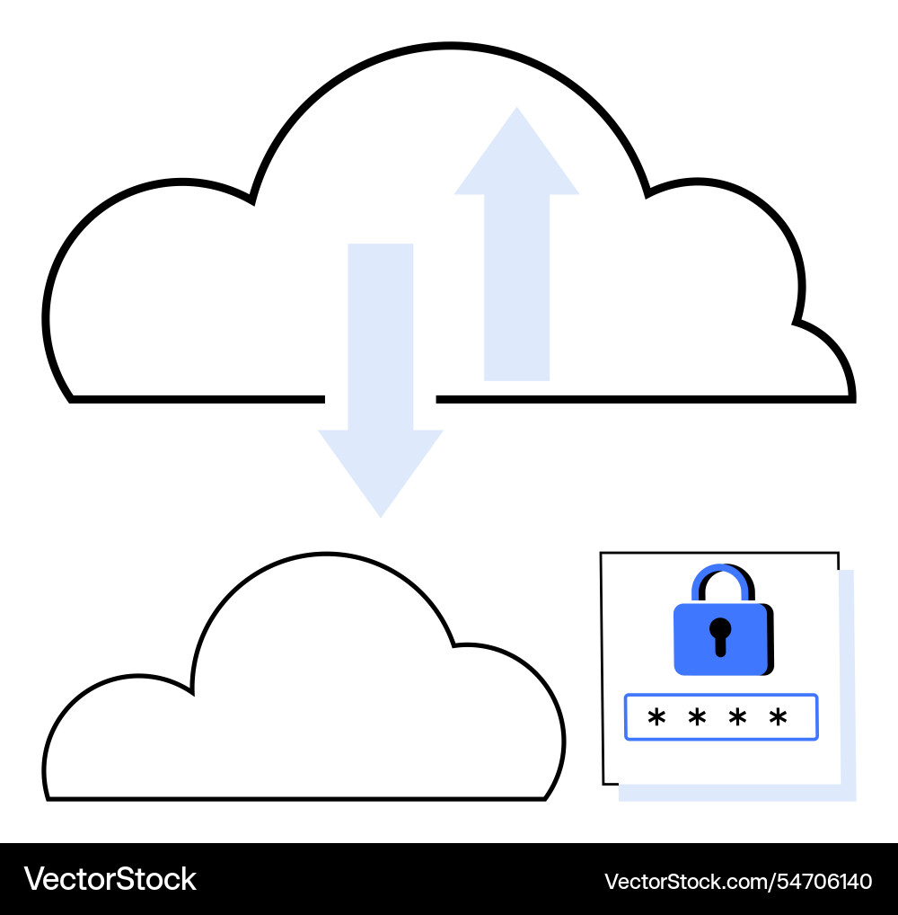 Cloud computing concept with upload and download Cloud computing concept with upload and download vector image