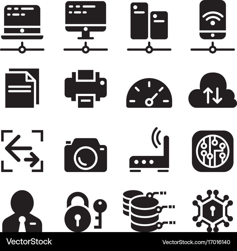 Data Communication & Network Icons vector image