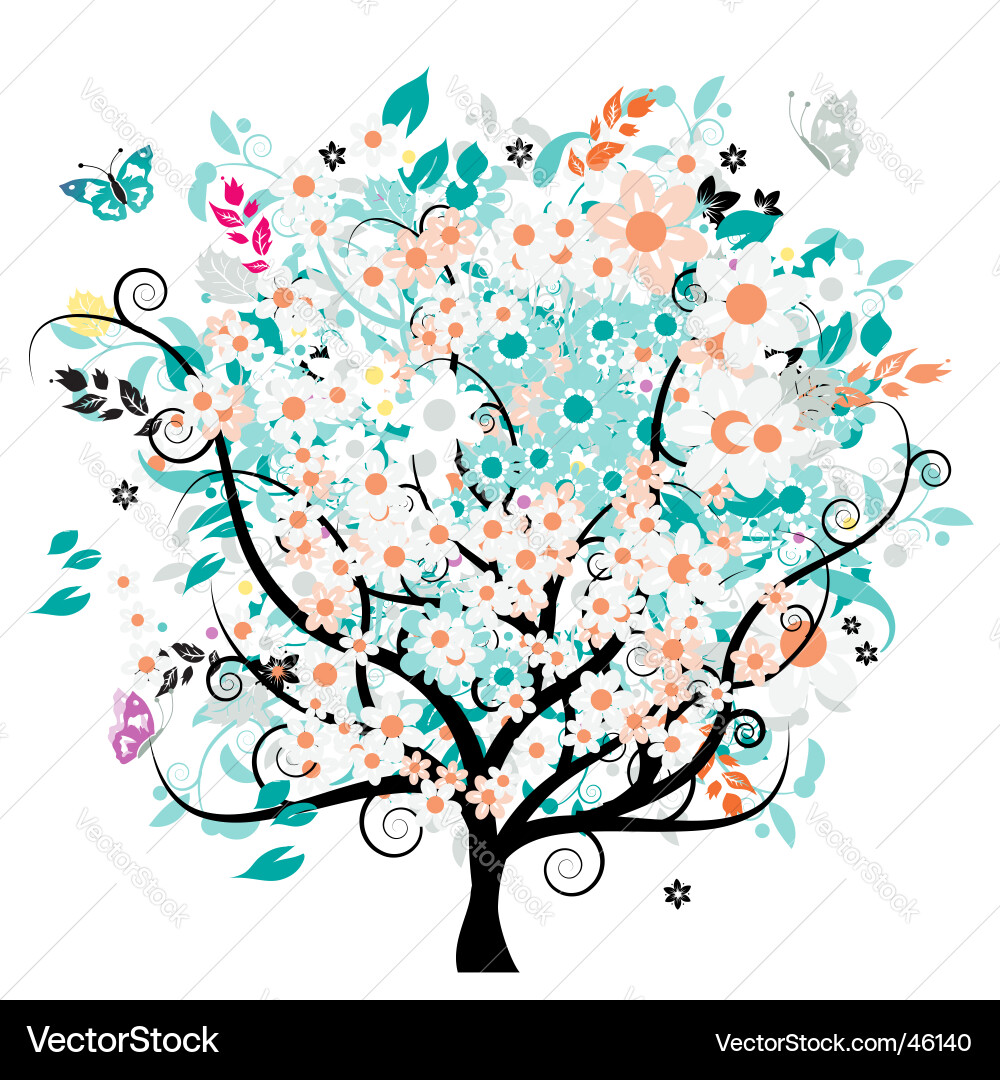 Elegant Floral Tree Vector Image