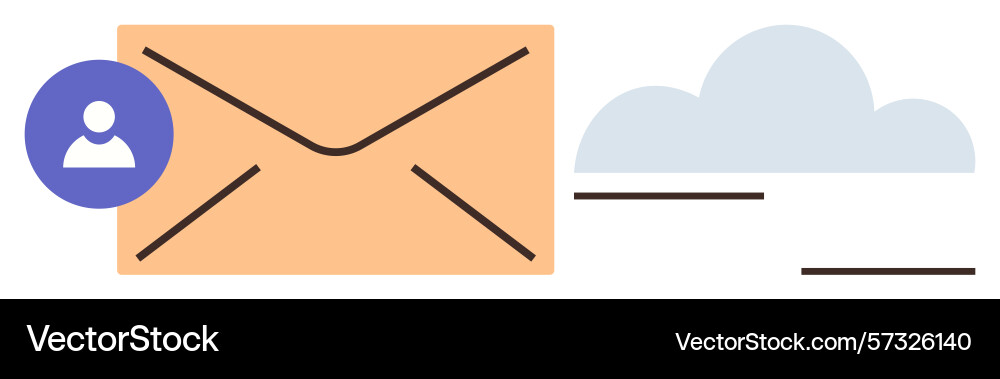 Email and cloud integration concept with user Email and cloud integration concept with user vector image