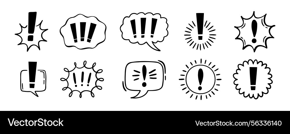 Exclamation mark icon with bubble chat set comix Exclamation mark icon with bubble chat set comix vector image