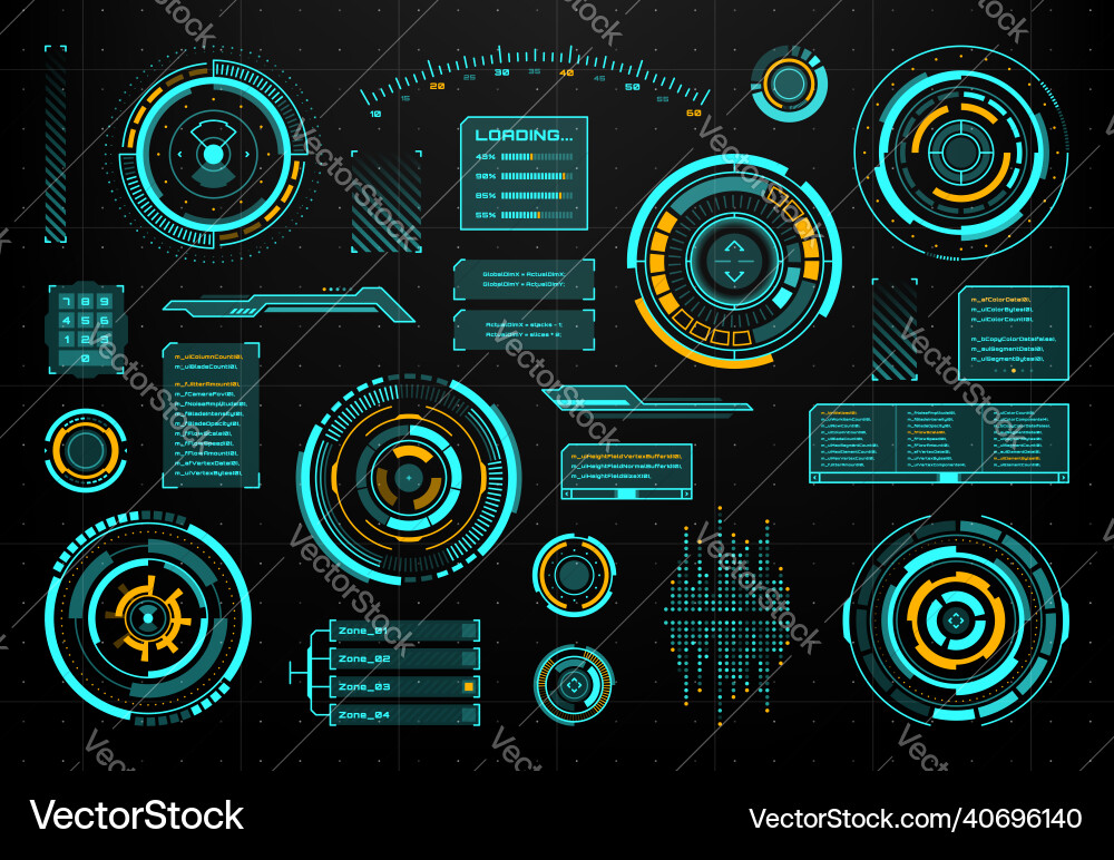 Hud touch user interface futuristic circular panel Hud touch user interface futuristic circular panel vector image