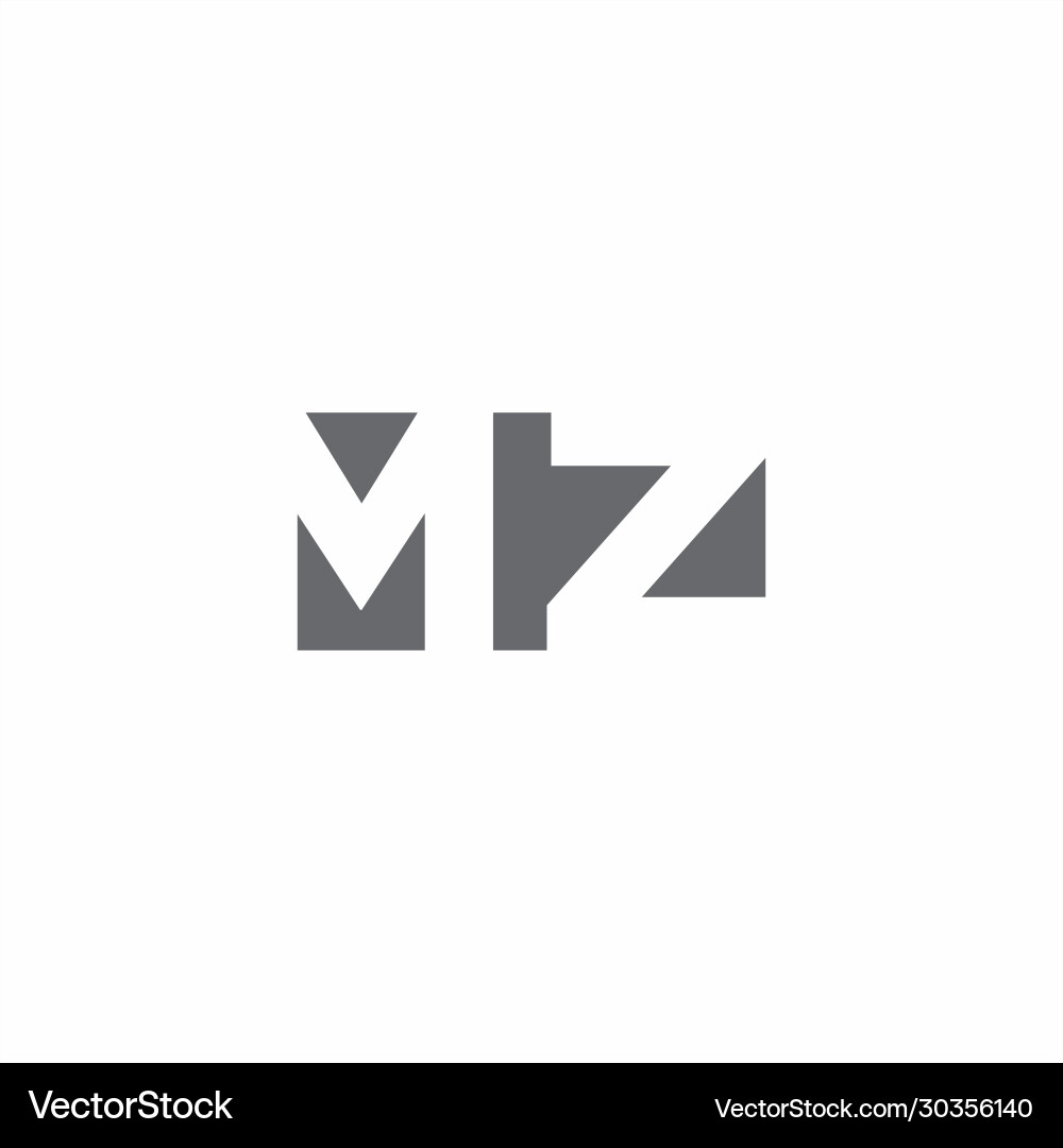 Mz logo monogram with negative space style design vector image