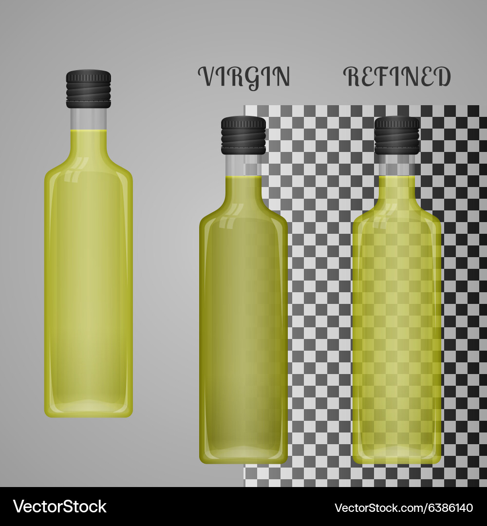 Olive Oil Bottle Mockup - Transparent Glass Vector Image