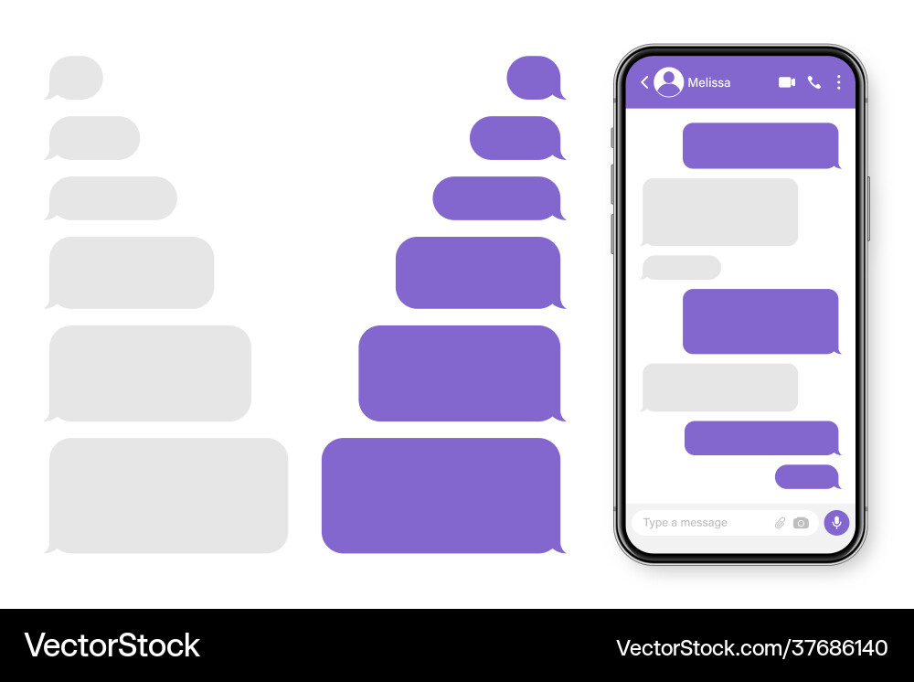 Realistic smartphone with messaging app blank sms Realistic smartphone with messaging app blank sms vector image