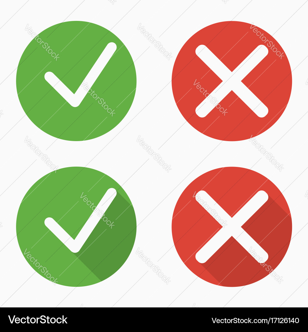 Set of confirm and deny icons with without vector image
