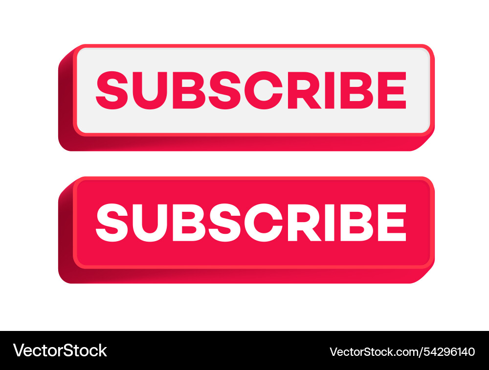 Subscribe button 3d style red color Subscribe button 3d style red color vector image