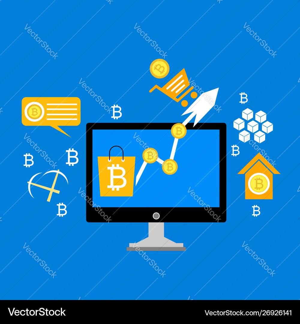 Blockchain scheme mining crypto currency server Blockchain scheme mining crypto currency server vector image