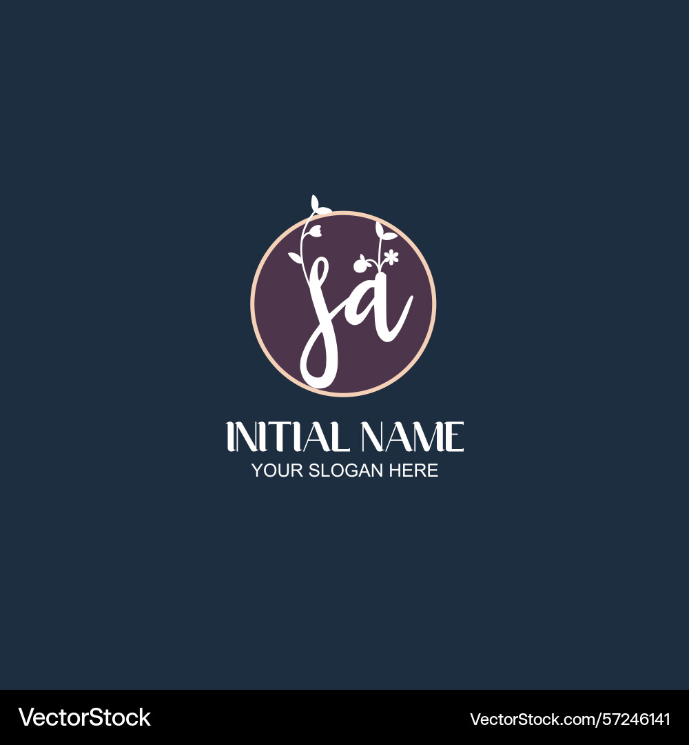 Elegant sa initial logo design with botanical Elegant sa initial logo design with botanical Vector Image