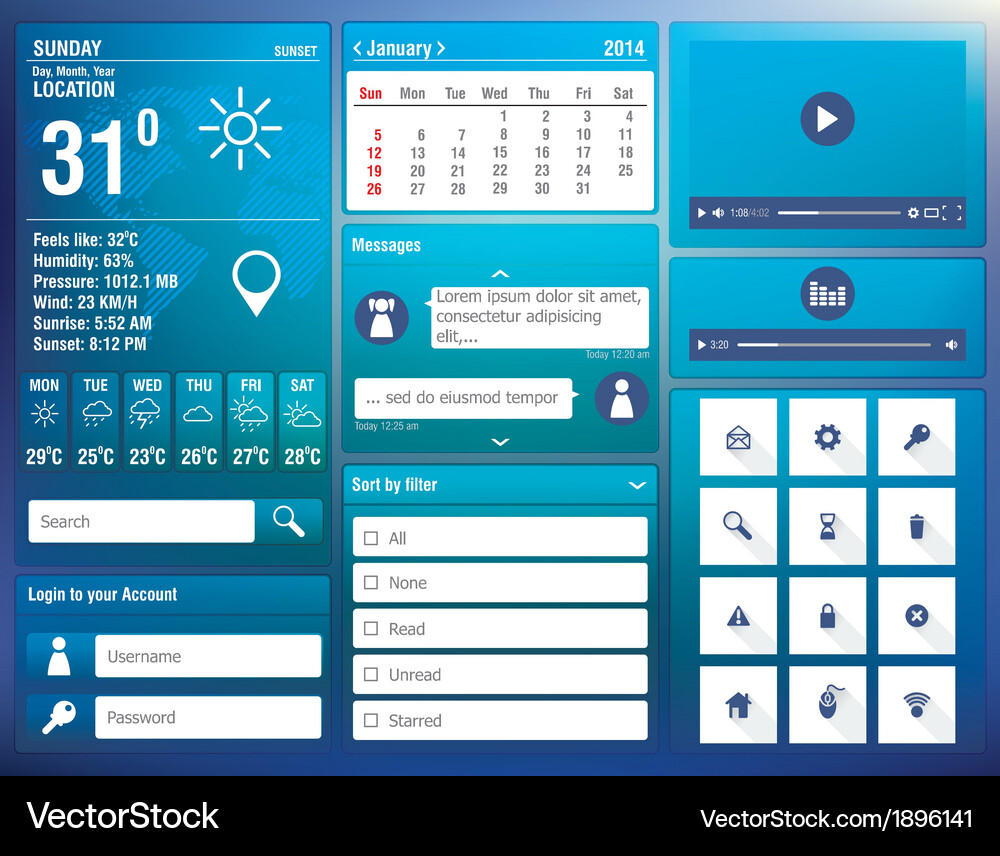 Flat design elements for mobile app Vector Image