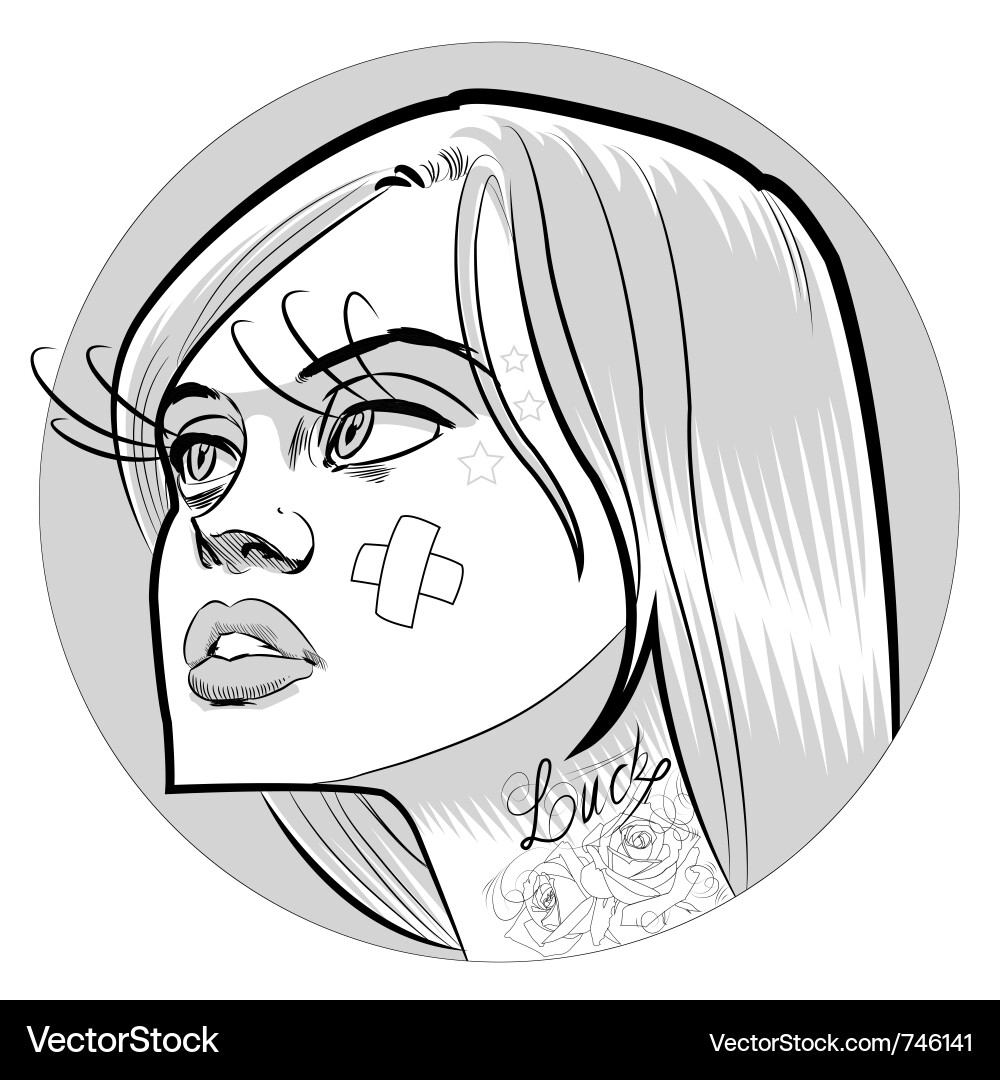 Retro Pinup Girl with Floral Tattoos vector image