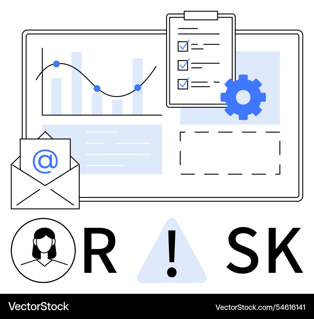Risk management concept with data analysis Risk management concept with data analysis vector image