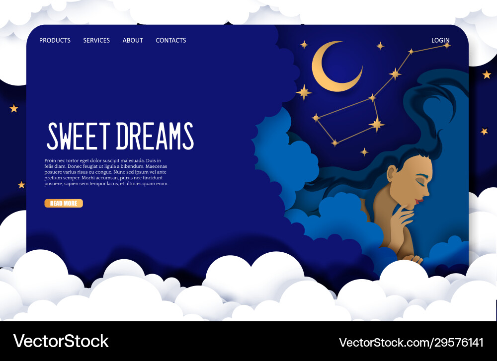 Starry Night Sleep Landing Page vector image