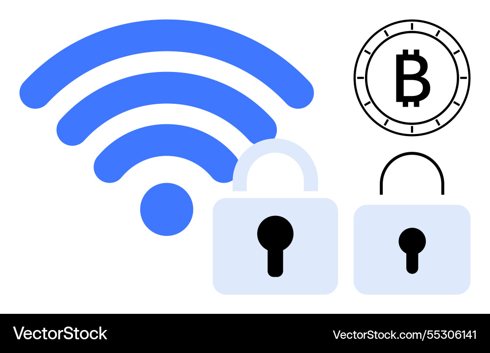 Wireless symbol and locks representing secure Wireless symbol and locks representing secure vector image