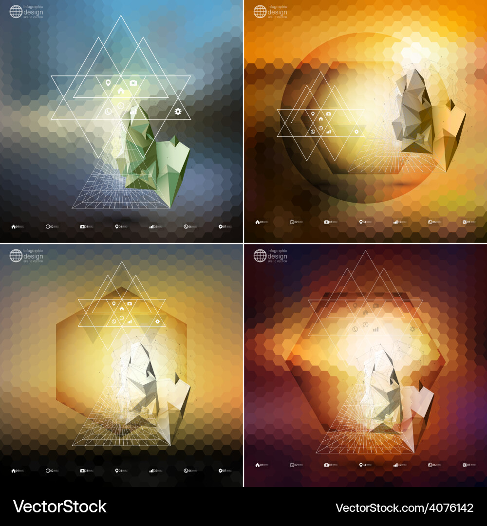 Abstract 3d pyramids hexagonal patterns Vector Image
