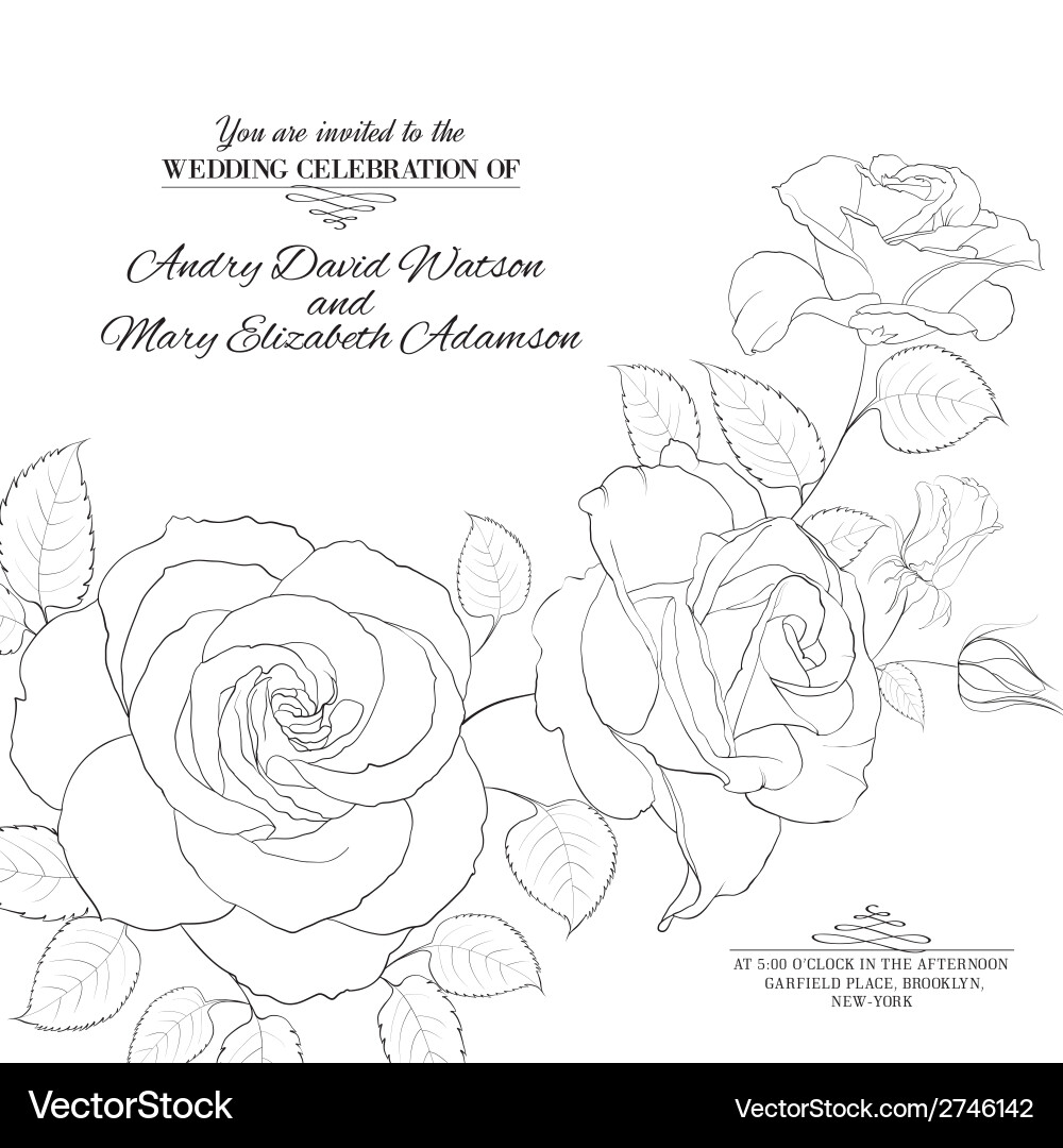 Abstract Rose Wedding Card Vector Image