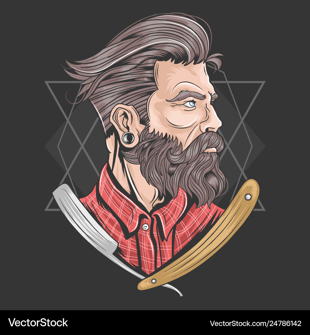 Barber Portrait - Man with Beard vector image