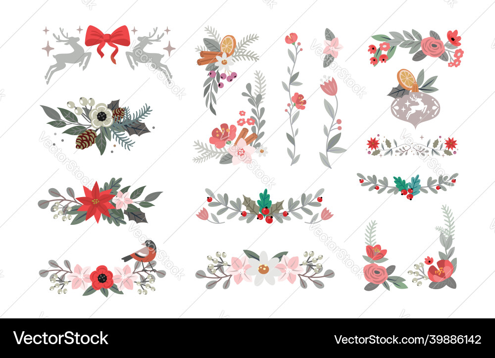 Festive Holly Christmas Frame Vector Image