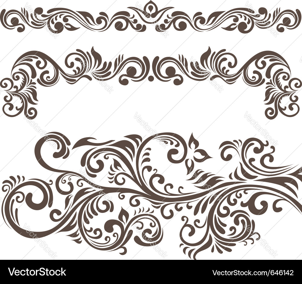 Floral Scroll Elements Vector Image