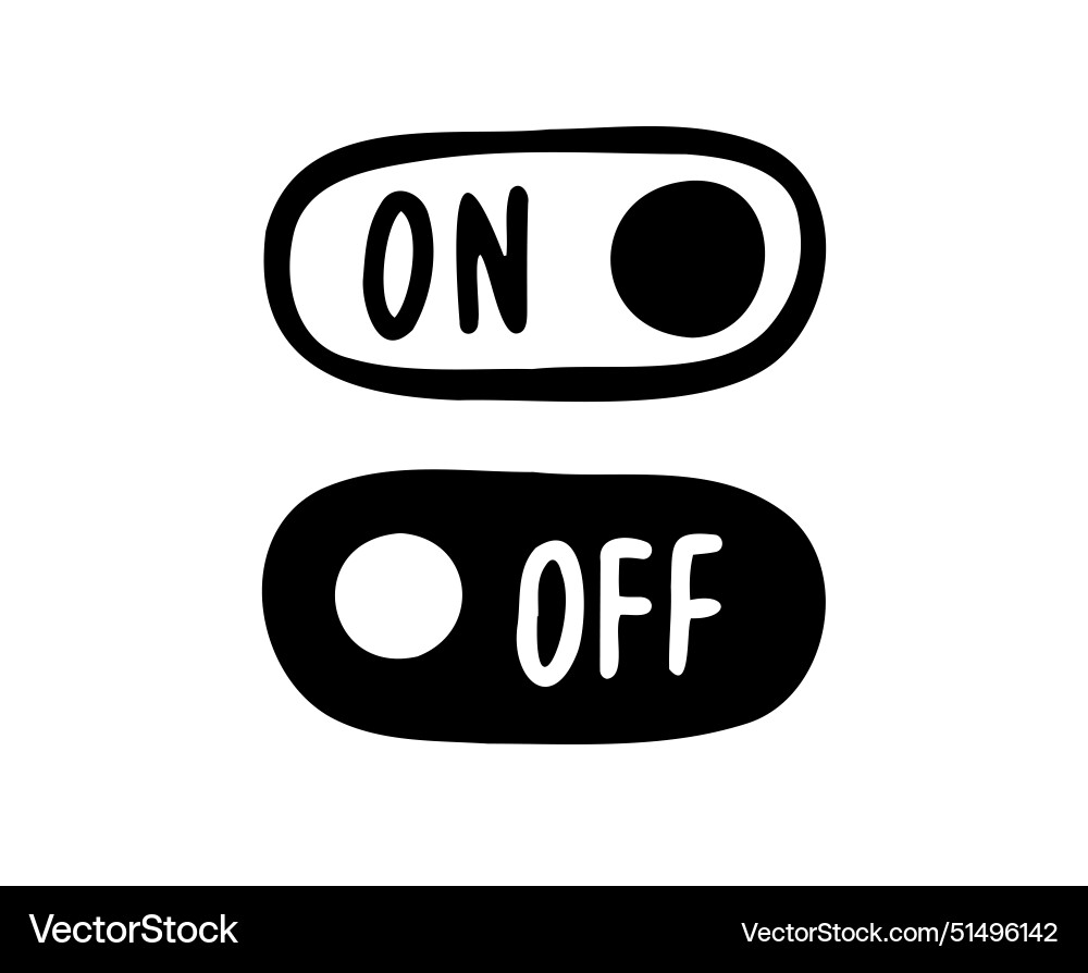 Hand drawn on off doodle icon switch button Vector Image