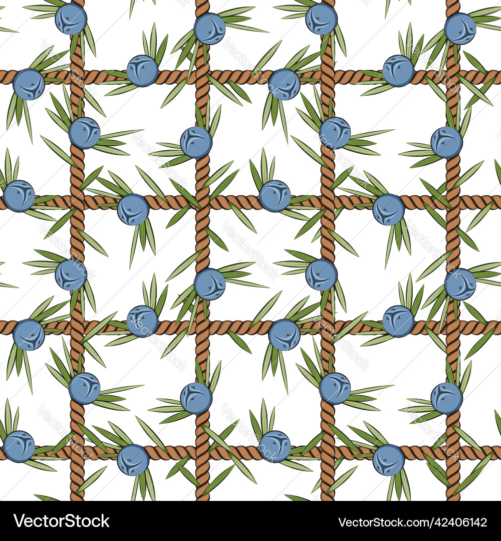 Seamless pattern net of the cord with juniper Seamless pattern net of the cord with juniper vector image
