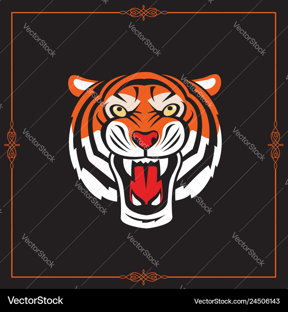 Aggressive Tiger Head Vector Image