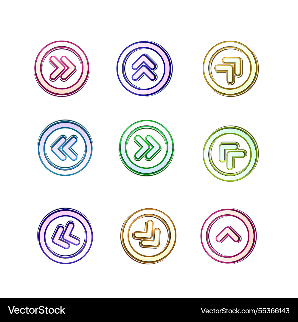 Arrow sign icon set simple circle shape internet Arrow sign icon set simple circle shape internet vector image