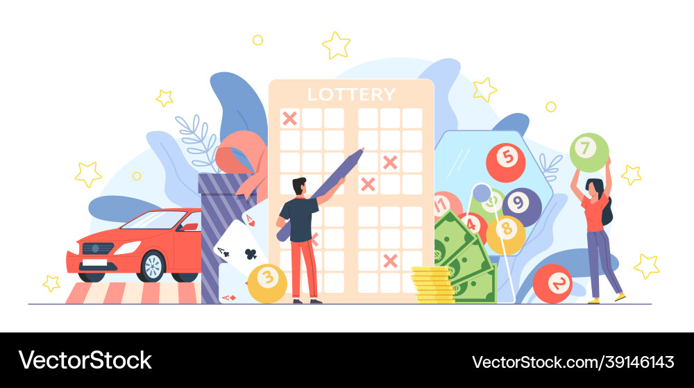 Lottery people gambling game guessing numbers Lottery people gambling game guessing numbers vector image