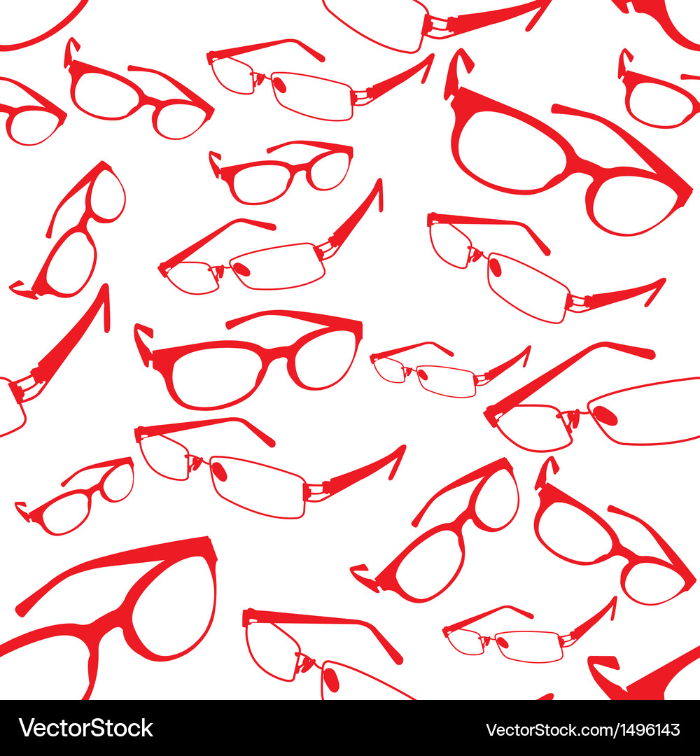 Red Spectacle Pattern - Seamless Vector Image