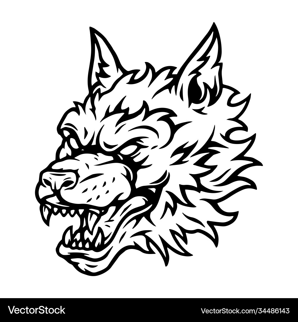 Scary Wolf Head Tattoo Vector Image