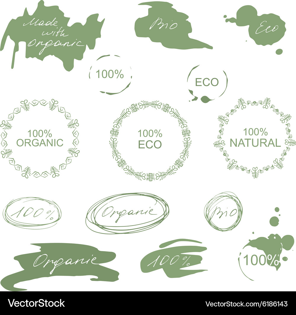 Set of natural organic eco badges and labels Vector Image