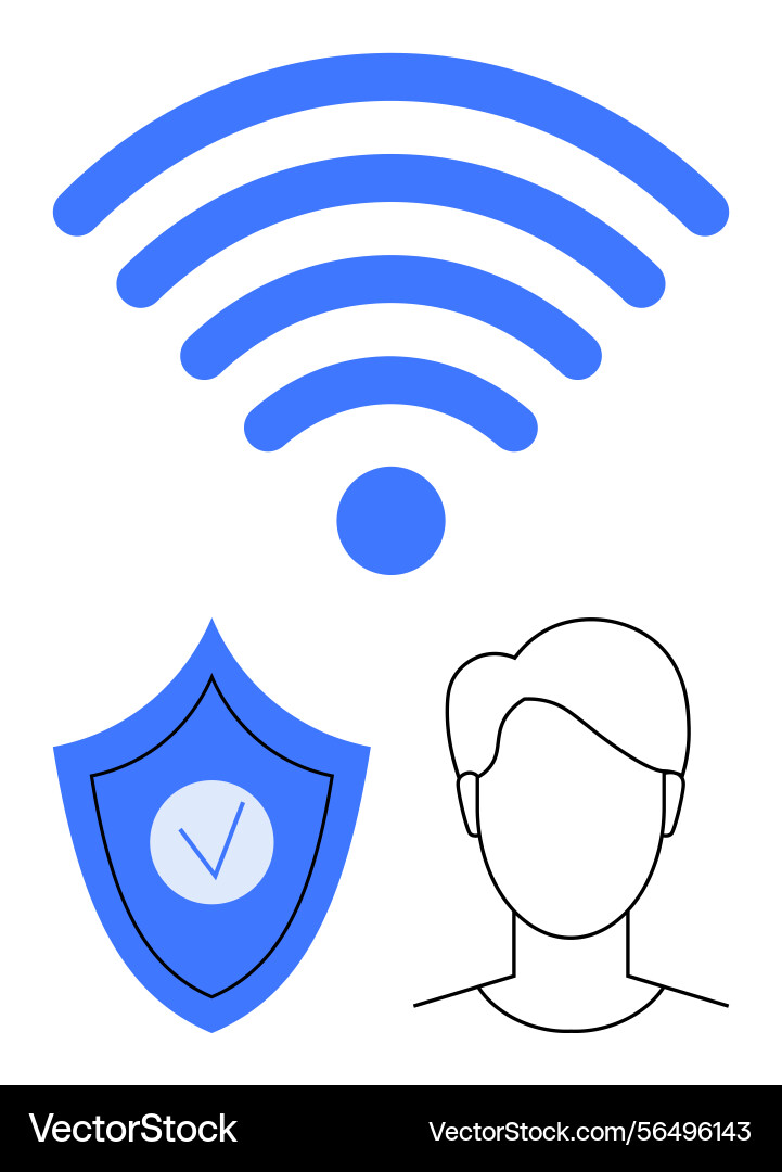 Wireless network security concept with shield Wireless network security concept with shield vector image
