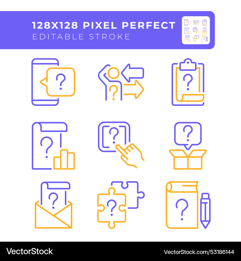 Asking questions two color line icons set Asking questions two color line icons set vector image